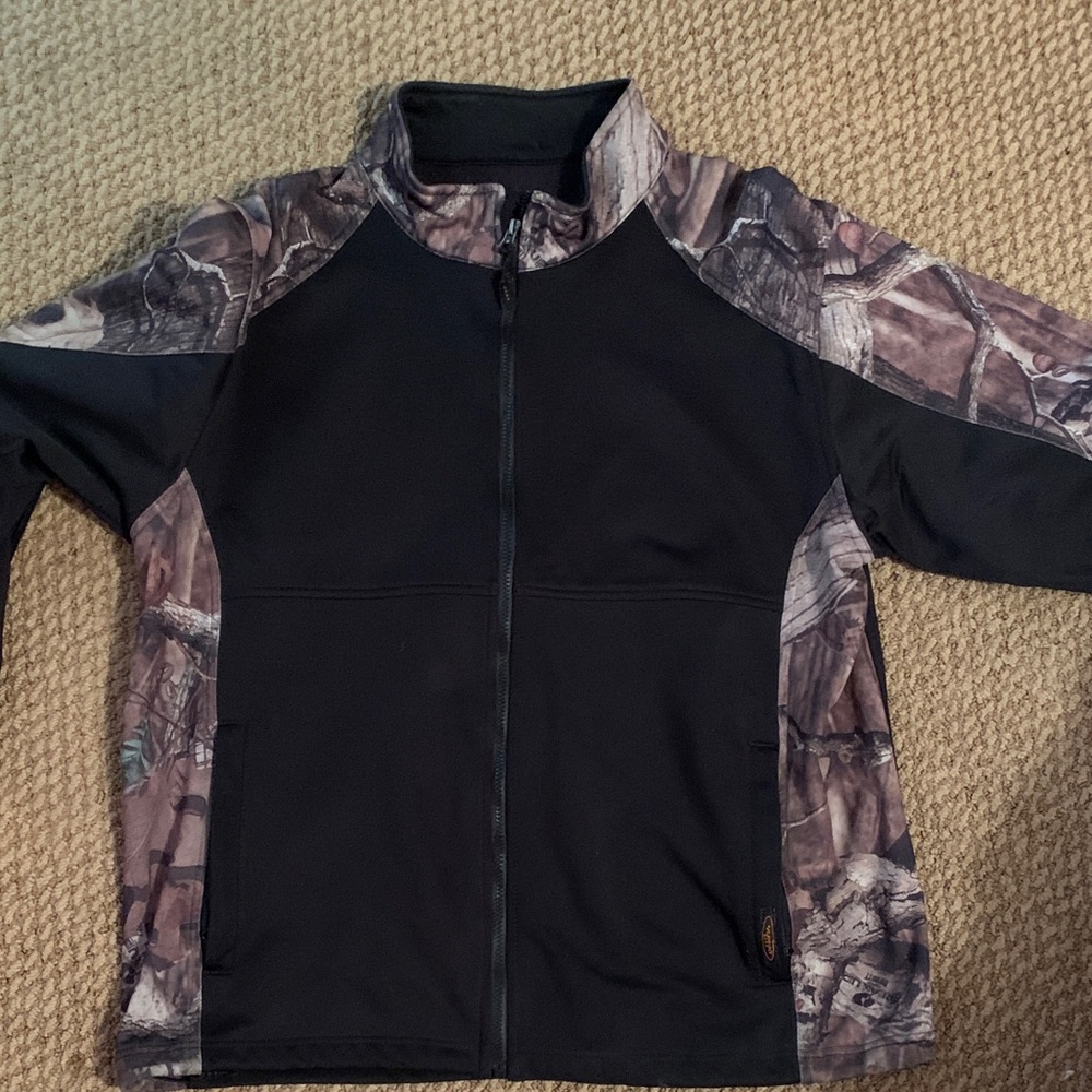 Black & Camo Zip-Front Men's Jacket